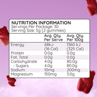 Haircarebear Magnesium Gummies pack labeling displays nutritional information.