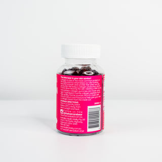 Collagen Gummies storage direction displayed on a bottle label