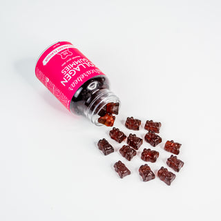 Strawberry Collagen Gummies in a bottle