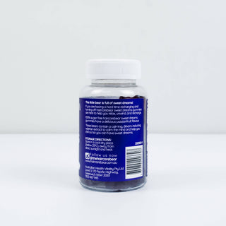 Haircarebear Sweet Dreams Gummies showcasing product description, storage instructions, and barcode
