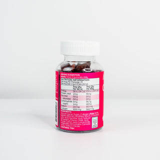 Collagen Gummies nutrition information displayed on a bottle label